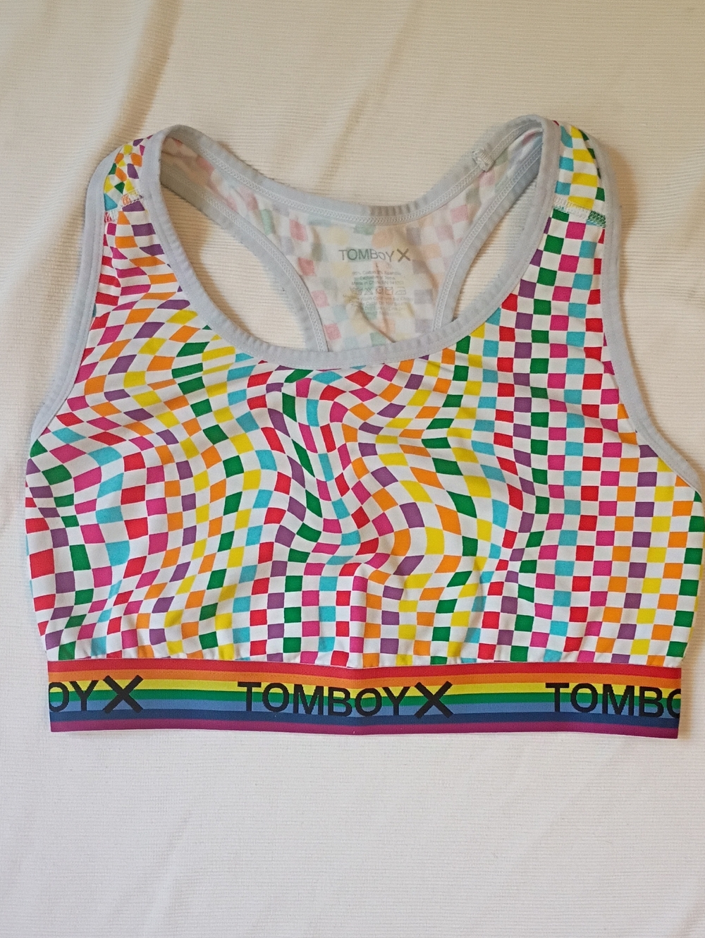 TomboyX Rainbow Checkerboard Sports Bra